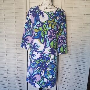 Lilly Pulitzer Charlene Floral Print Dress with 3/4 Sleeves Size L